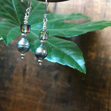 Boucles d'oreilles perles de Tahiti, perles en cristal, argent massif