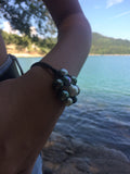 Perles de Tahiti et perles d'Australie sur cuir australien - pour femme style hippie chic, melange de perles des mers du sud