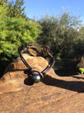 Perle de Tahiti et abalone sur cuir australien, bracelet pour femme original fait main