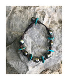 Bracelet de perles de Tahiti et turquoises de Sleeping Beauty