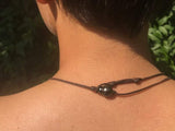 Collier perle de Tahiti, cuir australien, collier dos nu