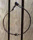 Perle Tahiti sur cuir - Collier ras de cou