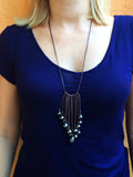 Perles de Tahiti sur cuir, collier grappe femme, collier long sautoir