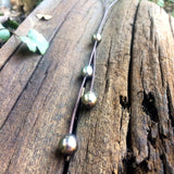 Collier de Perles de Tahiti et cuir, collier long femme