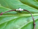 Perle de Tahiti cuir australien - bracelet adaptable de cheville femme