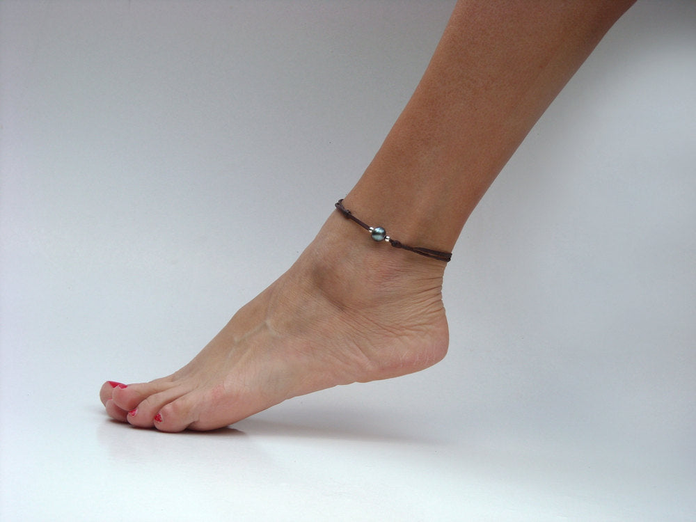 Perle de Tahiti cuir australien - bracelet adaptable de cheville femme –  Perla Mundi