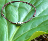 Perle de Tahiti cuir australien - bracelet adaptable de cheville femme