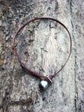 Perle de Tahiti - cuir australien - argent massif - bracelet de cheville femme