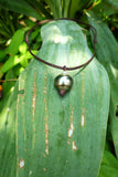 Collier homme ou femme ras de cou,  perle de Tahiti cuir australien