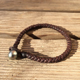 Perle de Tahiti sur cuir australien - Bracelet homme ou femme