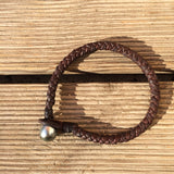 Perle de Tahiti sur cuir australien - Bracelet homme ou femme