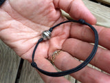 Bracelet perle de Tahiti sur cuir noir