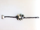 Perles de Tahiti et perles d'Australie sur cuir australien - pour femme style hippie chic, melange de perles des mers du sud