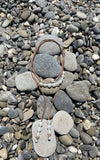 Collier original de perles de culture d'eau douce blanche sur cuir Australien beige