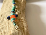 Bracelet perle de Tahiti, turquoises, corail, argent 925, et autres pierres