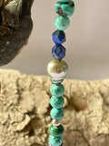 Bracelet perle de Tahiti, turquoises, corail, argent 925, et autres pierres