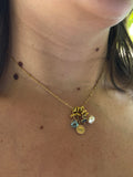 Collier de pierres semi-précieuses, or gold filled, perle de d'eau douce, topaze, labradorite