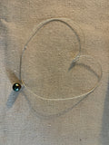 Silver Tahitian pearl on black Australian leather, lasso necklace for women