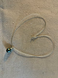 Silver Tahitian pearl on black Australian leather, lasso necklace for women