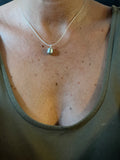 Silver Tahitian pearl on black Australian leather, lasso necklace for women