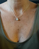 Silver Tahitian pearl on black Australian leather, lasso necklace for women