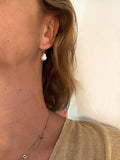 Tahitian pearl earrings on leather, solid silver