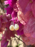 Tahitian pearl earrings on leather, solid silver