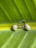 Tahitian pearl earrings on leather, solid silver