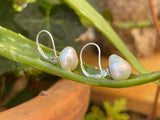 Tahitian pearl earrings on leather, solid silver