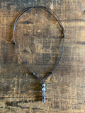 Tahitian pearl and Tahitian Tiki on Australian leather men's or women's necklace