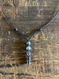 Tahitian pearl and Tahitian Tiki on Australian leather men's or women's necklace