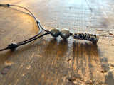 Tahitian pearl and Tahitian Tiki on Australian leather men's or women's necklace