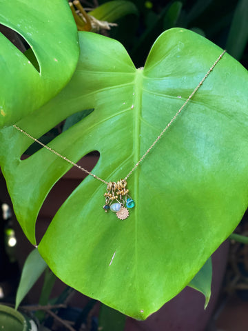 Collier de pierres semi-précieuses, or gold filled, perle de d'eau douce, topaze, labradorite