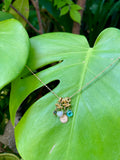 Collier de pierres semi-précieuses, or gold filled, perle de d'eau douce, topaze, labradorite