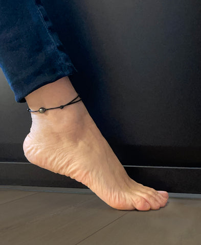 Bracelet de cheville Perle de Tahiti ajustable en taille