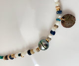 Collier de perles naturelles, antiques, jolie perle de Tahiti, argent 925 et plaqué or