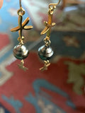 Boucles d'oreilles pendantes Perles de Tahiti et or gold filled