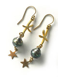 Boucles d'oreilles pendantes Perles de Tahiti et or gold filled