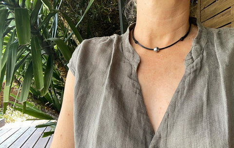Bijou perle de Tahiti trois en un (collier, bracelet, bracelet de cheville)