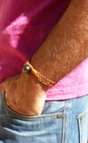 Bracelet homme perle de Tahiti cuir australien tressé, unisexe