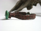 Bracelet perle de Tahiti sur cuir tressé pour homme turquoise au fermoir