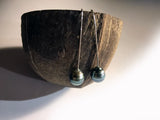 Boucles d'oreilles perles de Tahiti sur fil argent massif