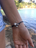 Perles de Tahiti, perles d'Australie sur cuir australien, bracelet femme