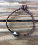 Bracelet véritables perles de tahiti sur cuir pour homme bracelet tresse de cuir style masculin materiaux de qualite