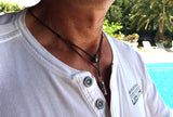Perle de Tahiti et Tiki tahitien cuir australien collier homme perle de Tahiti bijou pour homme