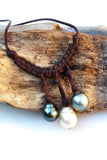 Perles de Tahiti et perle Australie collier cuir perles de culture certifiees