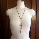 Collier de Perles de Tahiti et cuir, collier long femme