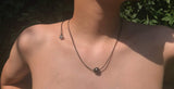 Collier perle de Tahiti, cuir australien, collier dos nu