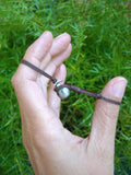 Perle de Tahiti - cuir australien - argent massif - bracelet de cheville femme
