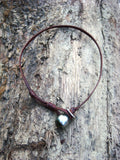 Perle de Tahiti - cuir australien - argent massif - bracelet de cheville femme